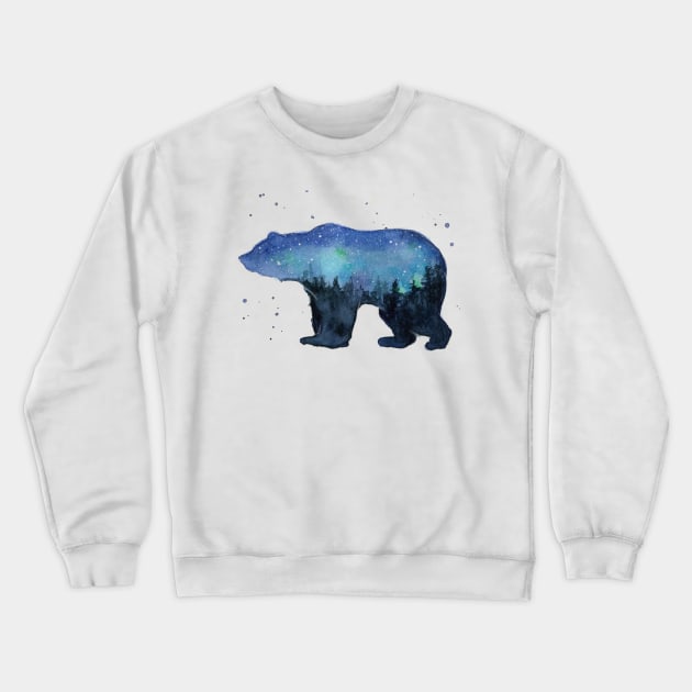 Galaxy Forest Bear Crewneck Sweatshirt by Olechka